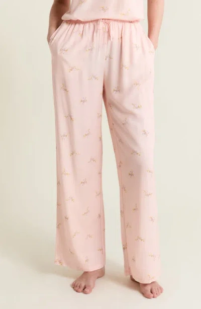 Etam Plumia Floral Swiss Dot Pajama Pants In Pink