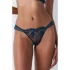 Etam Poesie Tanga Briefs In Petrol Blue