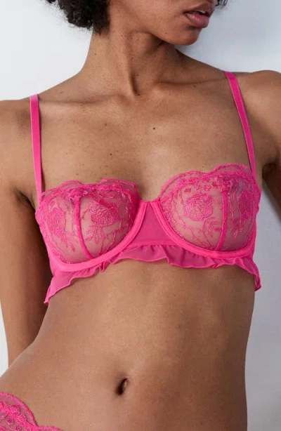 Etam Poesie Underwire Balconette Bra In Fuchsia