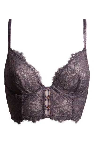Etam Poetique Metallic Embroidered Underwire Bustier In Grey