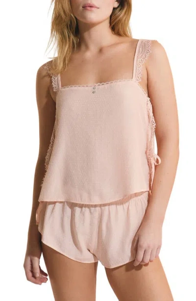 Etam Poudree Swiss Dot Lace Trim Camisole In Pink