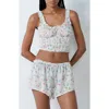 Etam Prati Ruffle Crop Pajama Camisole In Multi