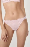 Etam Prelude Embroidered Tulle Tanga In Pink