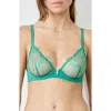 Etam Prelude Embroidered Underwire Plunge Bra In Green