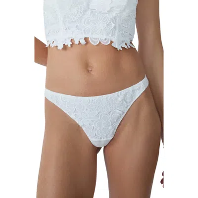 Etam Promesse Embroidered Tanga Thong In White