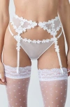 Etam Ps I Love You Embroidered Garter Belt In White