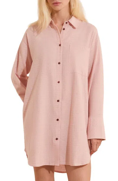 Etam Raisa Stripe Cotton Nightshirt In Pink