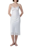 Etam Rencontre Nuisette Lace Trim Satin Nightgown In White