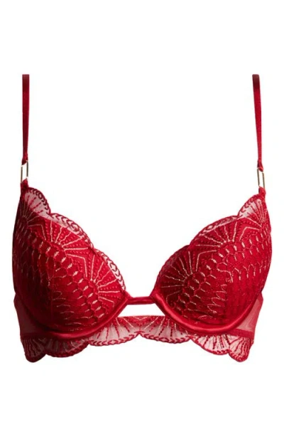 Etam Rosace No. 4 Underwire Plunge Push-up Bra In Red