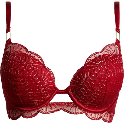 Etam Rosace No. 5 Underwire Plunge Bra In Red