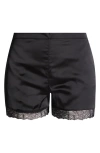 Etam Sentiment Lace Trim Satin Pajama Shorts