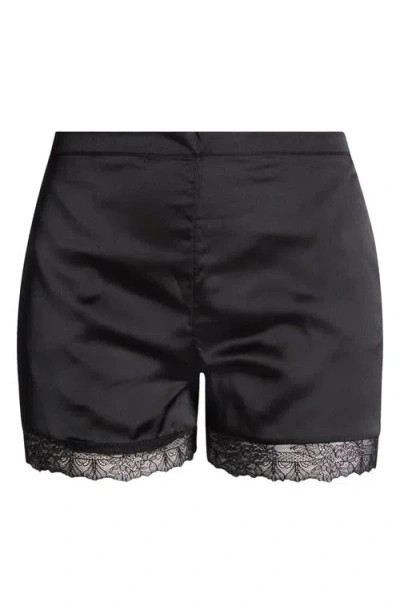 Etam Sentiment Lace Trim Satin Pajama Shorts