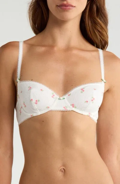 Etam Sleepover Classique Underwire Stretch Cotton Balconette Bra In White