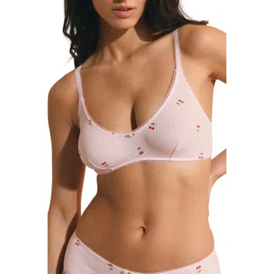Etam Sleepover Stretch Cotton Bralette In Pink