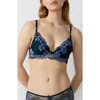 Etam Somptueuse No. 2 Underwire Plunge Push-up Bra In Night Blue