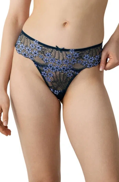 Etam Somptueuse Thong In Night Blue