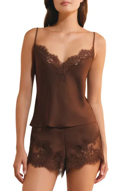 Etam Stella Lace Camisole In Brown