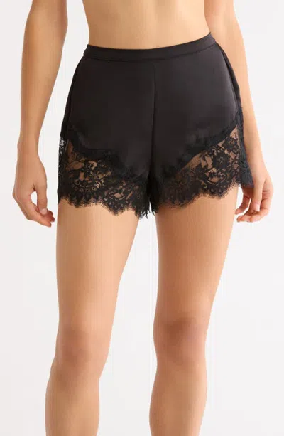 Etam Stella Lace Trim Sleep Shorts In Black