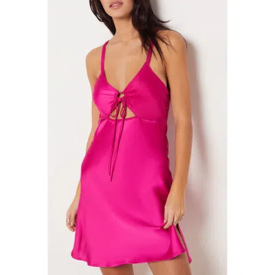 Etam Sunset Cinched Satin Chemise In Orchid