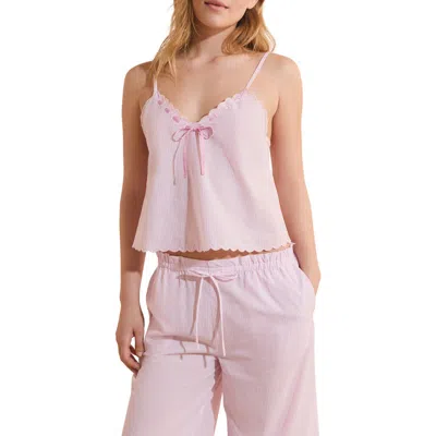 Etam Time Scalloped Cotton Camisole In Pink