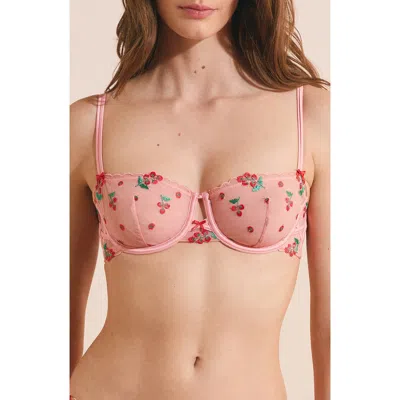 Etam Tomato Love Underwire Bra In Pink