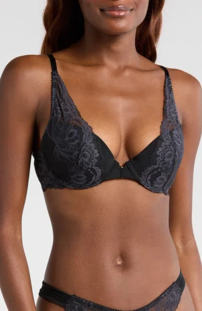 Etam Underwire Push-up Contour Bra In Anthracite