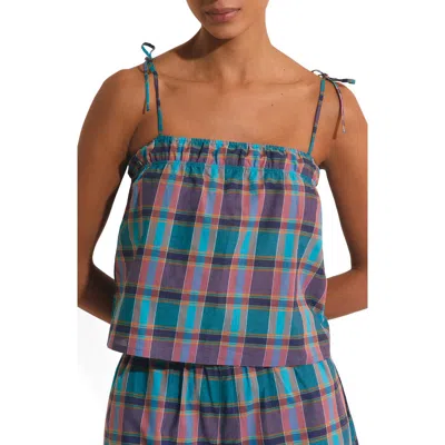 Etam Vagabonde Plaid Cotton Pajama Camisole In Multi