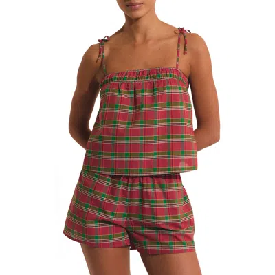 Etam Vagabonde Plaid Cotton Pajama Camisole In Multi