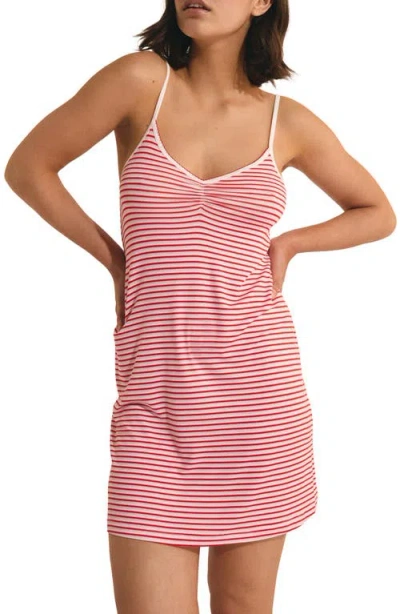 Etam Vicky Striped Chemise In Red