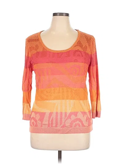 Pre-owned Etcetera 3/4 Sleeve Top Orange Scoop Neck Tops