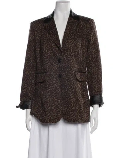 Pre-owned Etcetera Animal Print Blazer In Brown