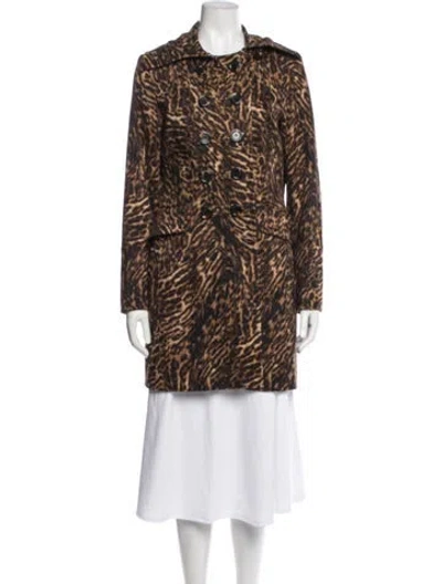 Pre-owned Etcetera Animal Print Coat In Brown