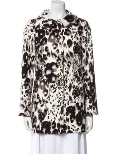 Pre-owned Etcetera Animal Print Coat In White