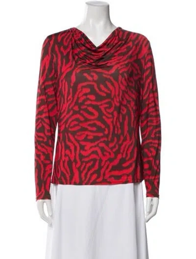 Pre-owned Etcetera Animal Print Cowl Neck Top In Red