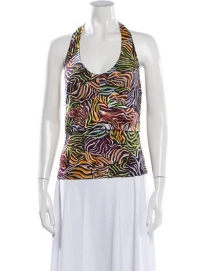 Pre-owned Etcetera Animal Print Halterneck Top W/ Tags In Multicolor