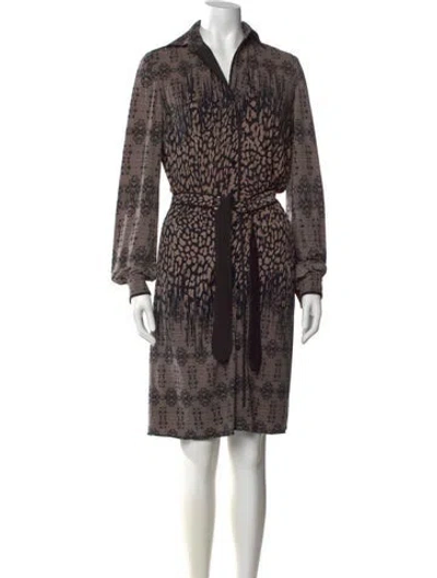 Pre-owned Etcetera Animal Print Knee-length Dress In Brown