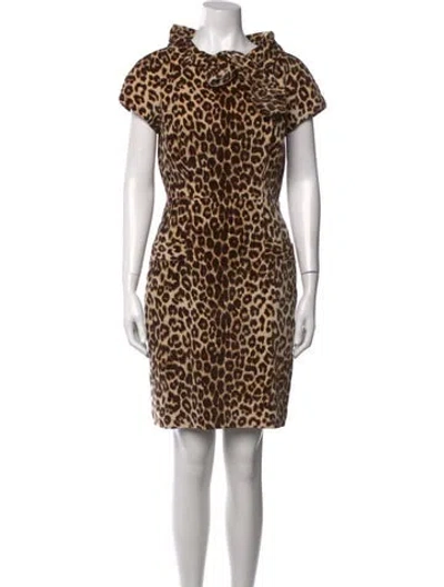 Pre-owned Etcetera Animal Print Knee-length Dress In Brown/neutrals