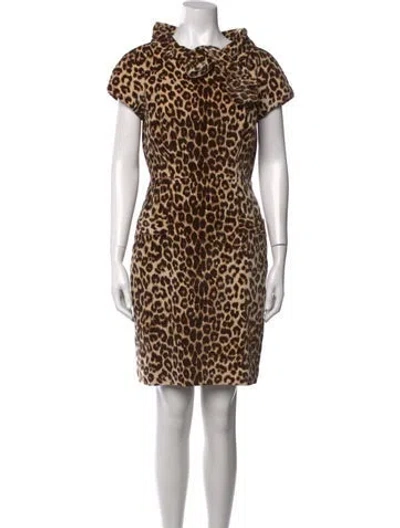 Pre-owned Etcetera Animal Print Knee-length Dress In Brown/neutrals