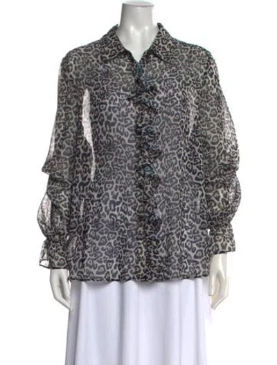 Pre-owned Etcetera Animal Print Long Sleeve Blouse W/ Tags In Multicolor