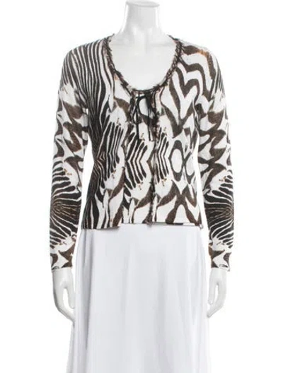 Pre-owned Etcetera Animal Print Scoop Neck Sweater In Brown