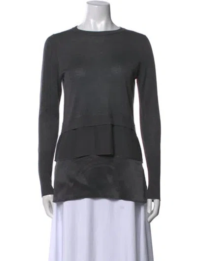 Pre-owned Etcetera Bateau Neckline Long Sleeve Top In Gray