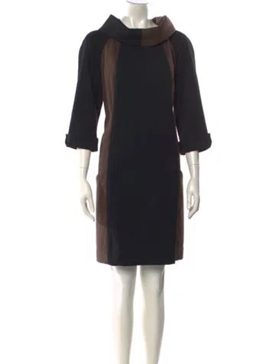 Pre-owned Etcetera Bateau Neckline Mini Dress In Black