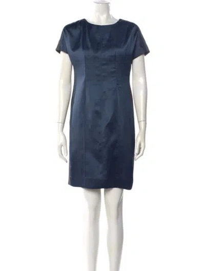 Pre-owned Etcetera Bateau Neckline Mini Dress In Blue