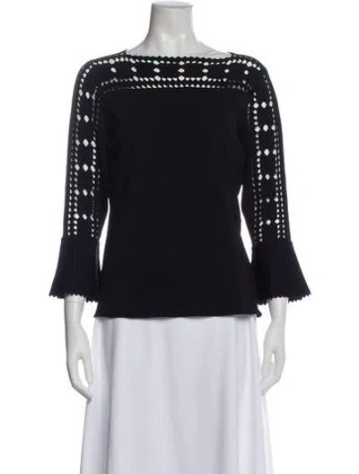 Pre-owned Etcetera Bateau Neckline Three-quarter Sleeve Top In Blue