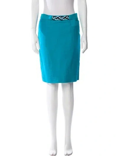 Pre-owned Etcetera Braided Accents Knee-length Skirt In Blue