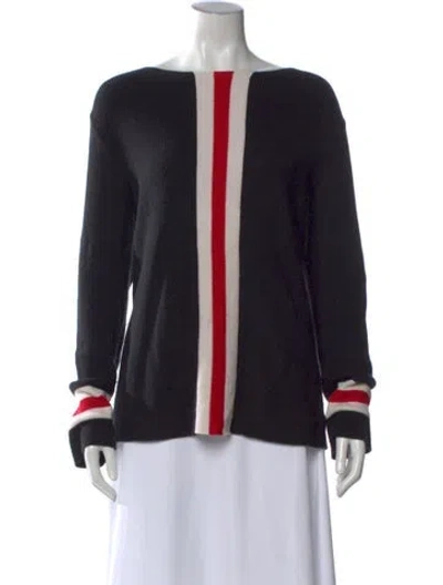 Pre-owned Etcetera Colorblock Pattern Bateau Neckline Sweater In Black