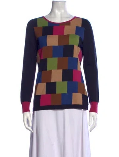 Pre-owned Etcetera Colorblock Pattern Crew Neck Sweater In Blue
