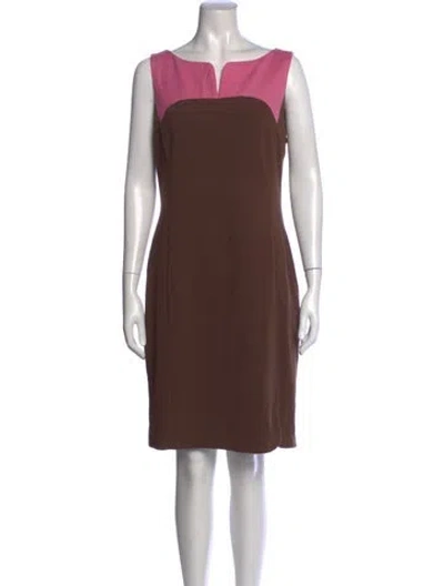Pre-owned Etcetera Colorblock Pattern Knee-length Dress In Brown