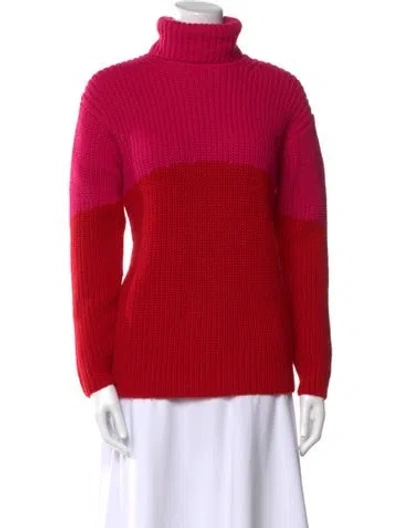 Pre-owned Etcetera Colorblock Pattern Turtleneck Sweater In Red