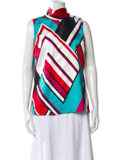 Pre-owned Etcetera Colorblock Pattern Turtleneck Top In Multi